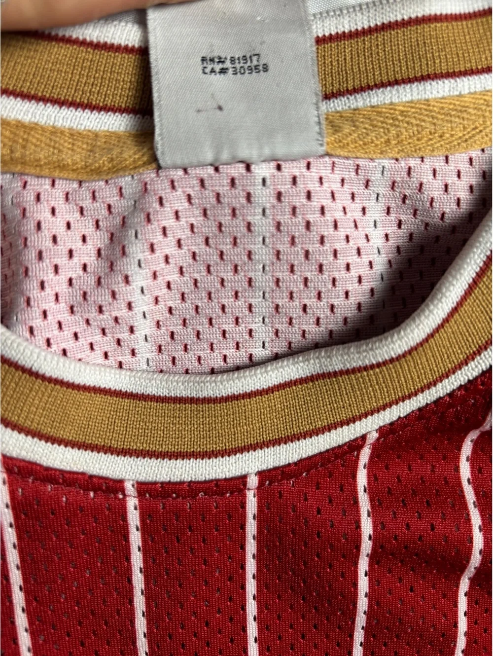 Jordan Red Pinstripe Basketball Jersey with Number 23